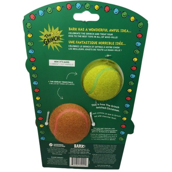 Barkbox Dog Nwt Barkbox Bark The Grinch Best Fiends Fetch 2 Tennis